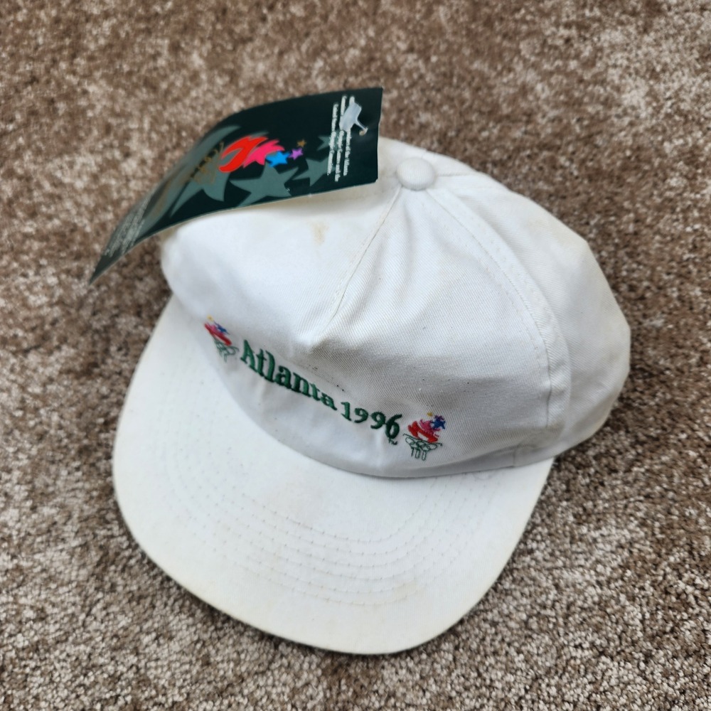 Vintage Atlanta 1996 Olympic Games Snapback Hat Universal White NWT 90s